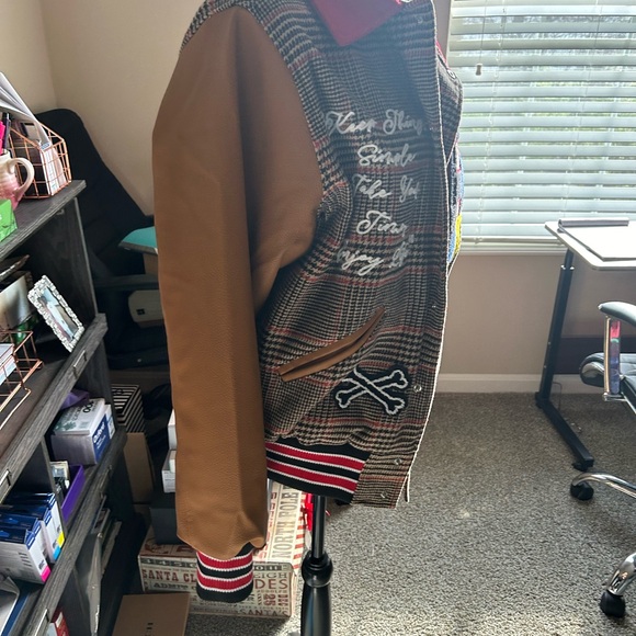 Decorated leather sleeves Bomber jacket multi color - Picture 4 of 9